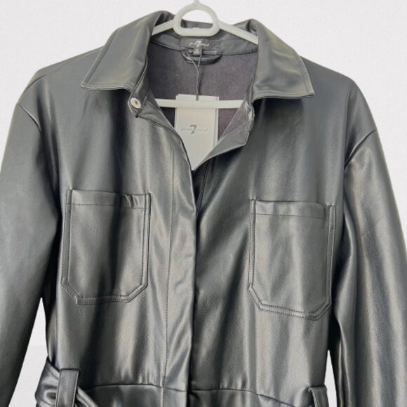 NEW '7 for All Mankind' Faux Leather jumpsuit, Black- Size M - Picture 9 of 16